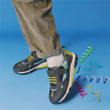 CLARKS BOYS STRAP TRAINER - GREY GREEN